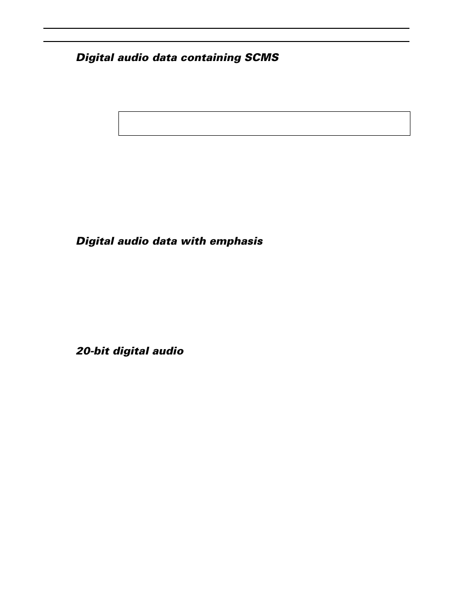 Digital audio data containing scms, Digital audio data with emphasis, Bit digital audio | Yamaha CBX-D5 User Manual | Page 28 / 76