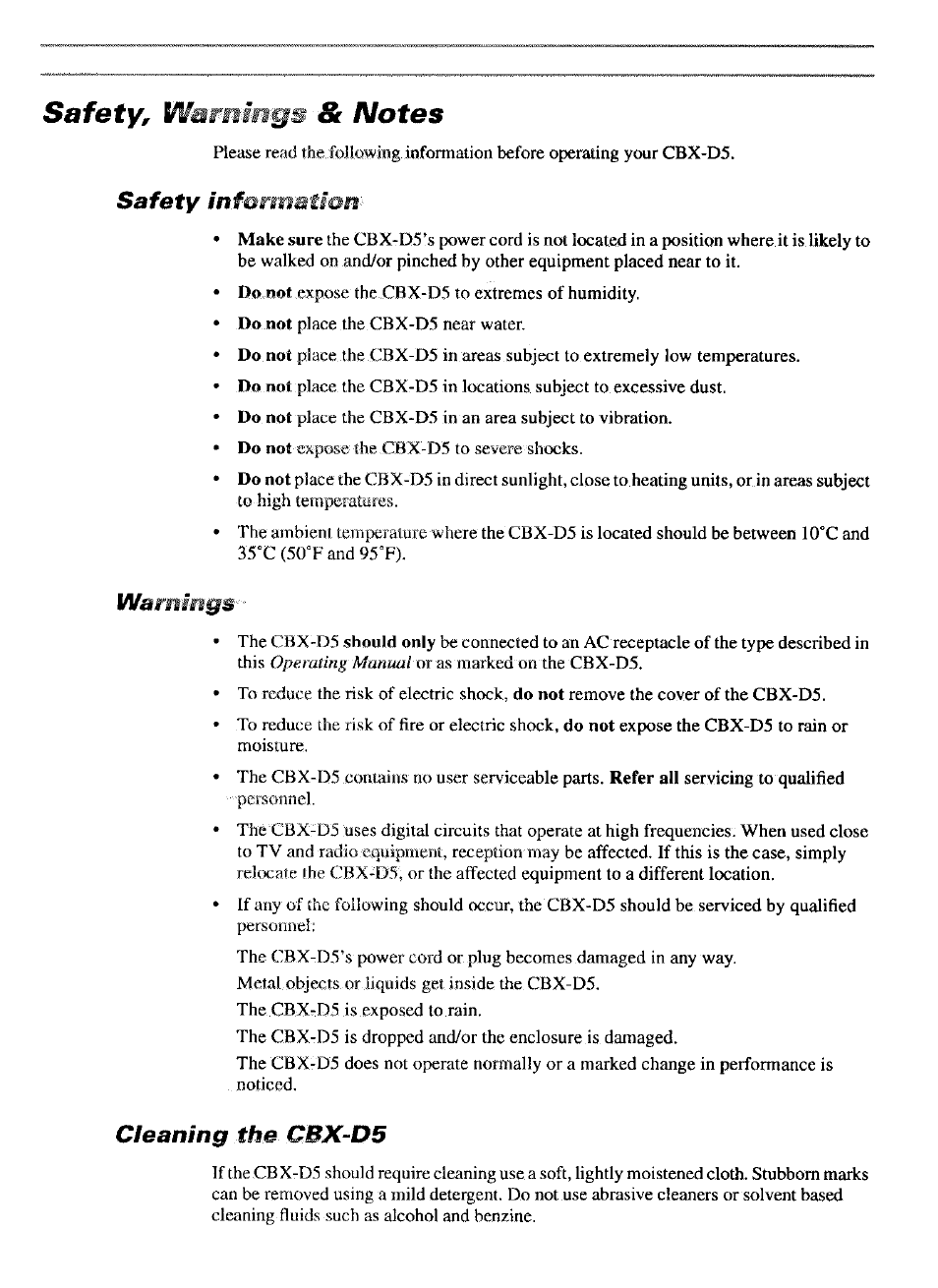 Yamaha CBX-D5 User Manual | Page 5 / 76