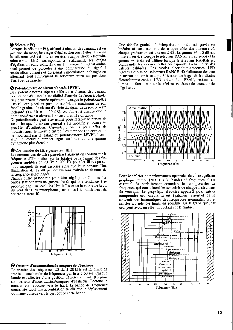 O sélecteur eq | Yamaha Q2031A User Manual | Page 11 / 20