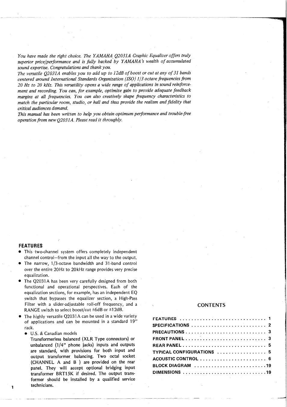 Yamaha Q2031A User Manual | Page 2 / 20