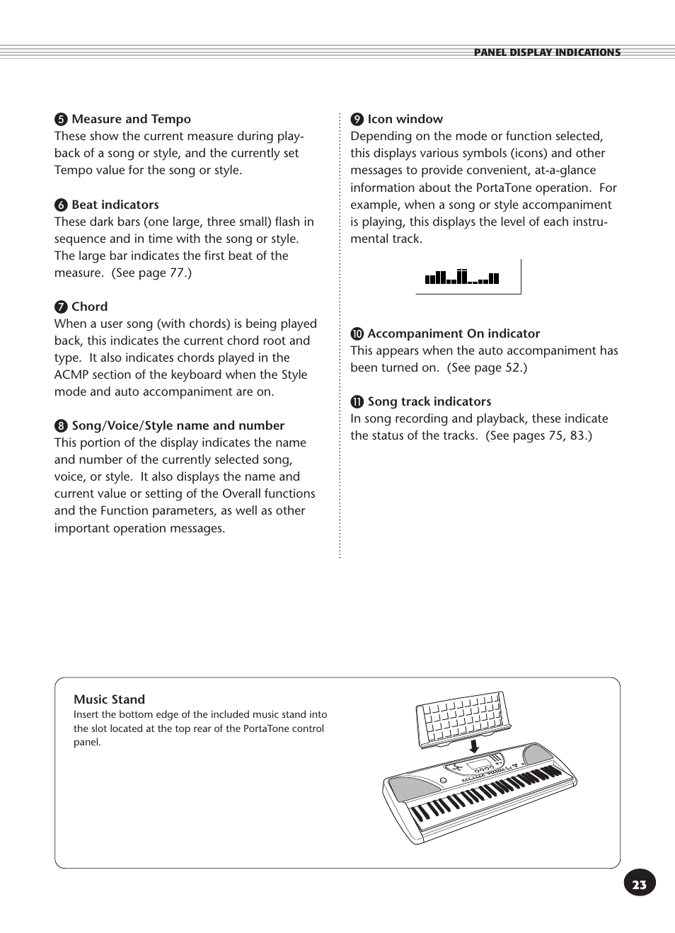 Music stand | Yamaha PSR-270 User Manual | Page 23 / 120