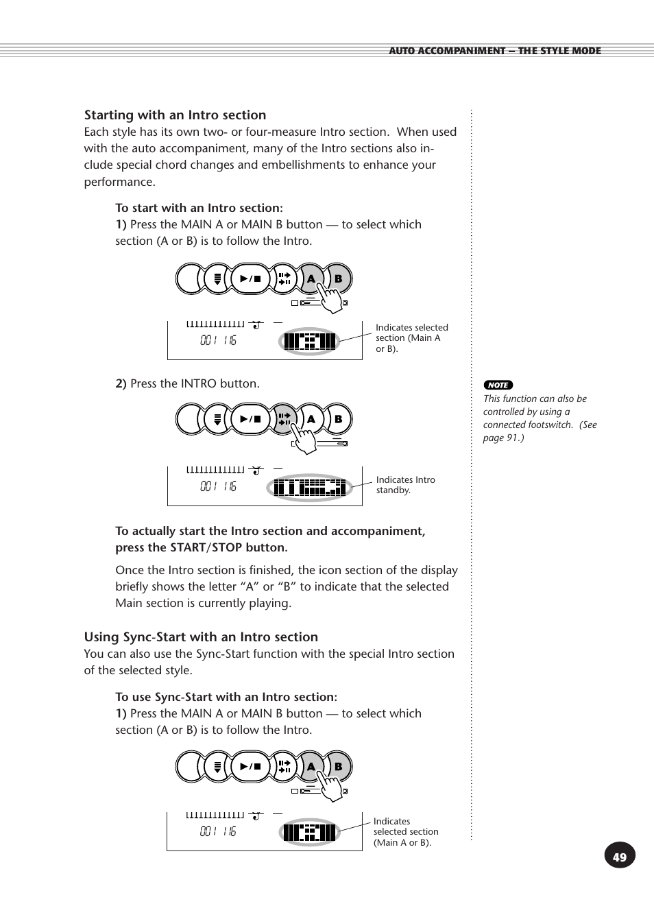 Auto accompaniment — the style mode | Yamaha PSR-270 User Manual | Page 49 / 120