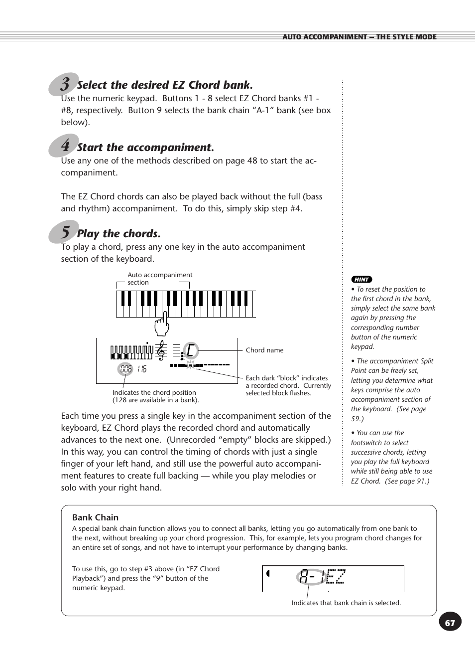 Bank chain, A- 1 | Yamaha PSR-270 User Manual | Page 67 / 120