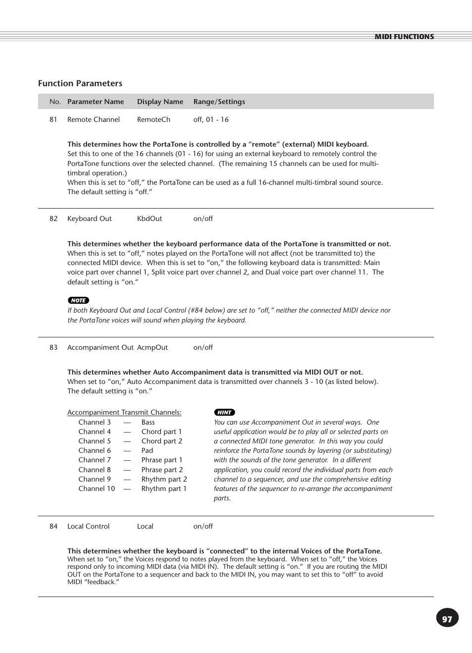 Yamaha PSR-270 User Manual | Page 97 / 120