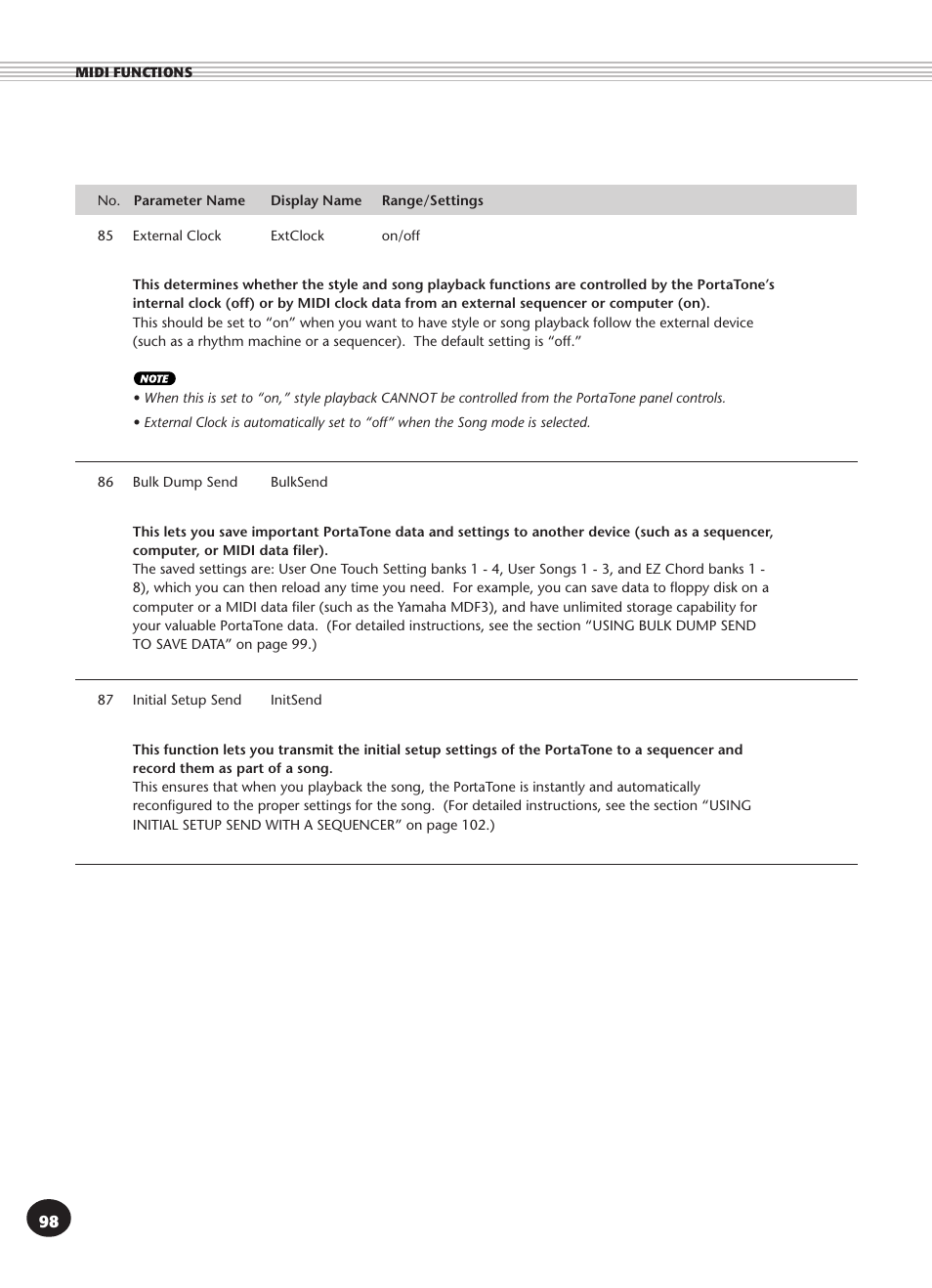 Yamaha PSR-270 User Manual | Page 98 / 120