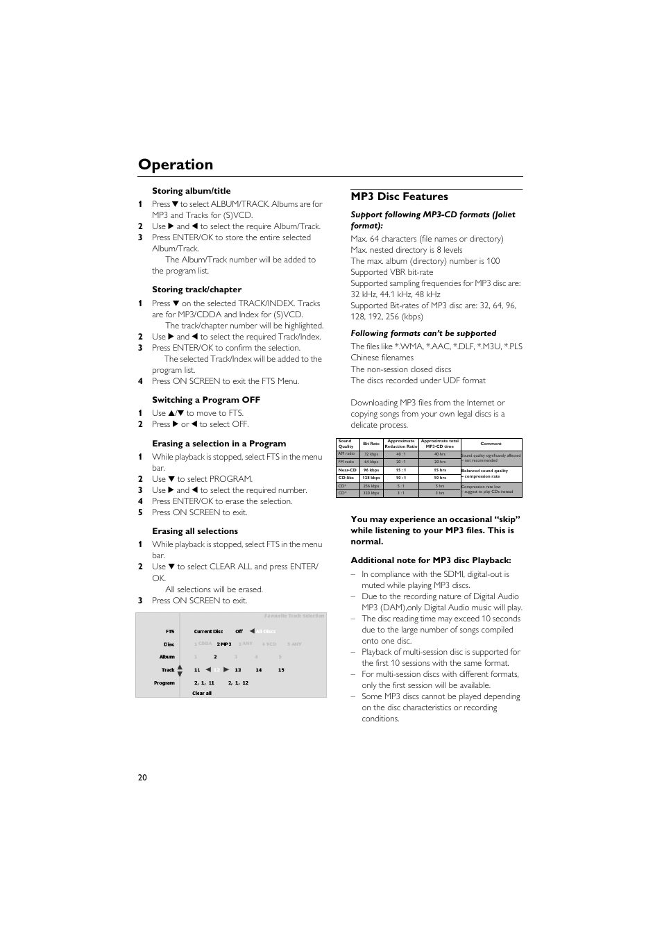 Mp3 disc features, Operation | Yamaha DVD CHANGER User Manual | Page 24 / 30