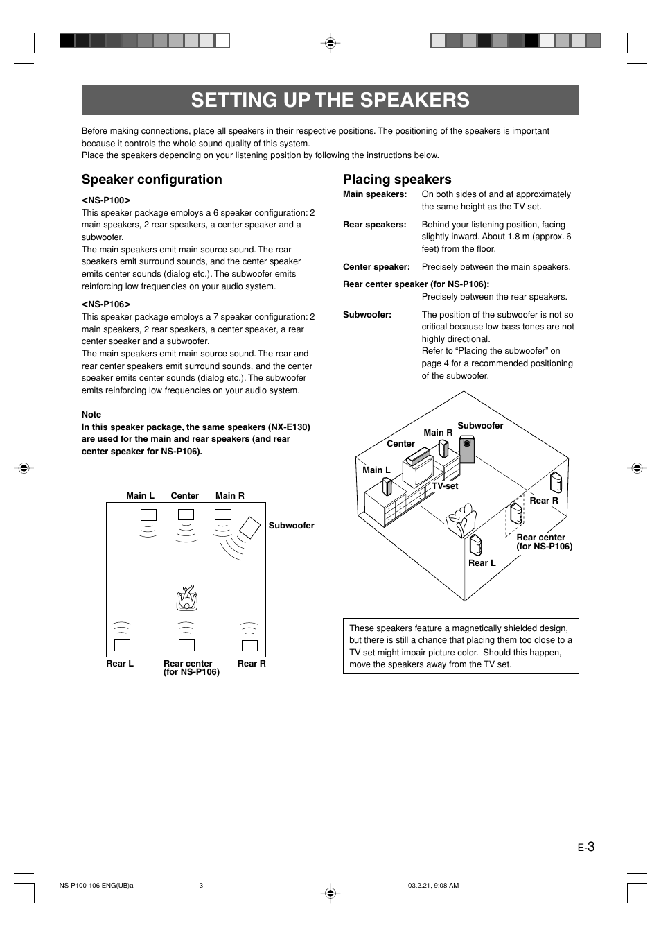 Setting up the speakers, Speaker configuration, Placing speakers | English | Yamaha HTR-5630RDS User Manual | Page 64 / 106