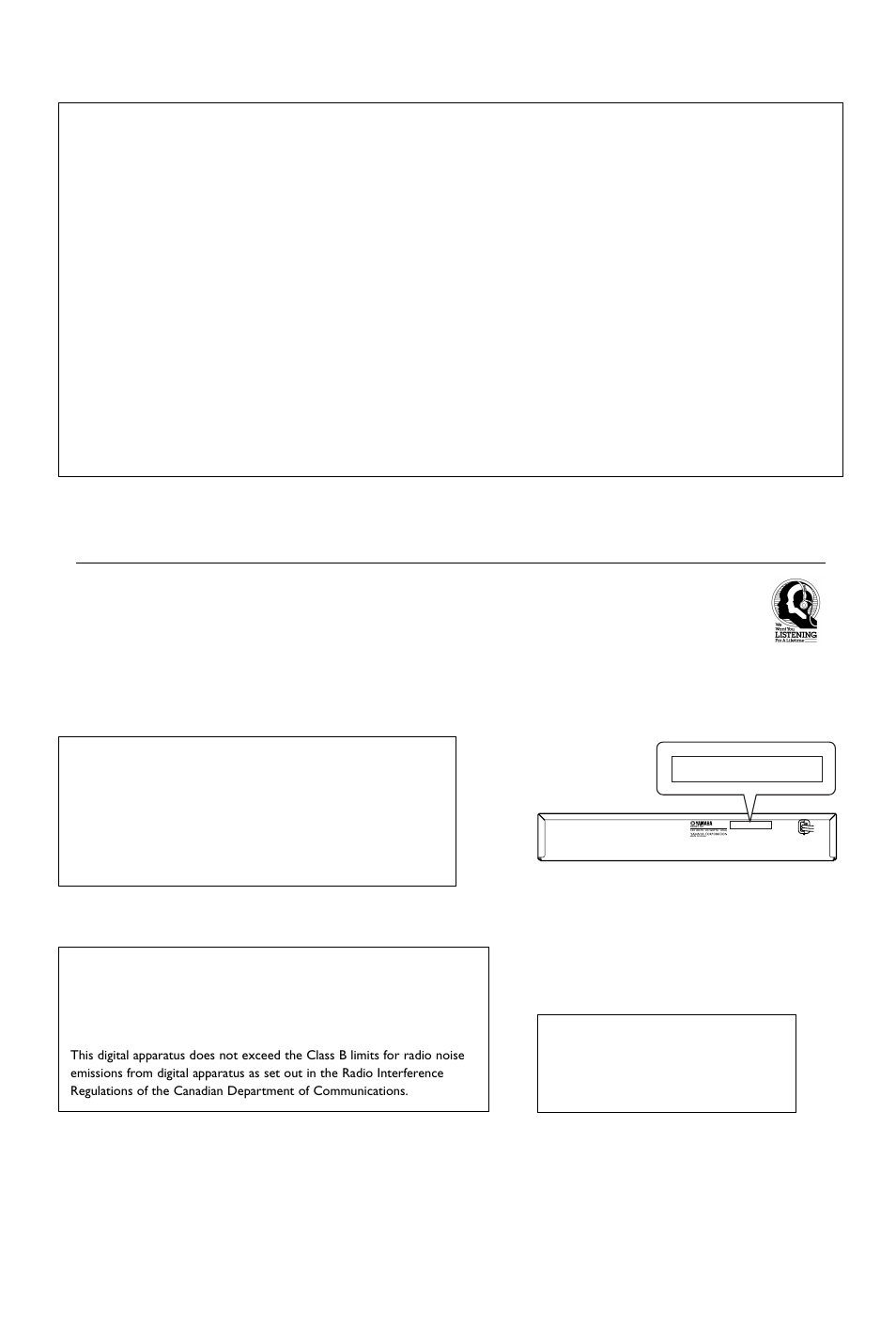 We want you listening for a lifetime | Yamaha HTR-5630RDS User Manual | Page 79 / 106