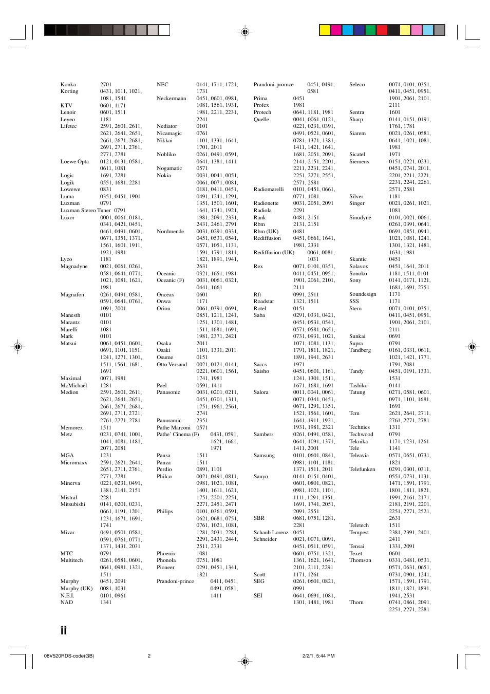 Yamaha RX-V520RDS User Manual | Page 64 / 71