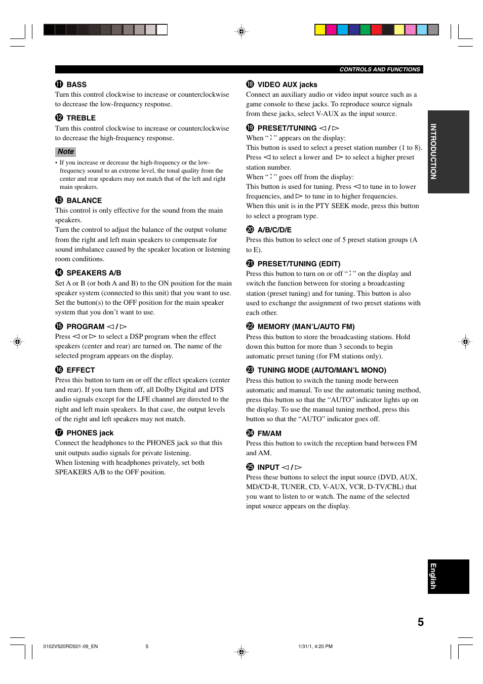 Yamaha RX-V520RDS User Manual | Page 7 / 71