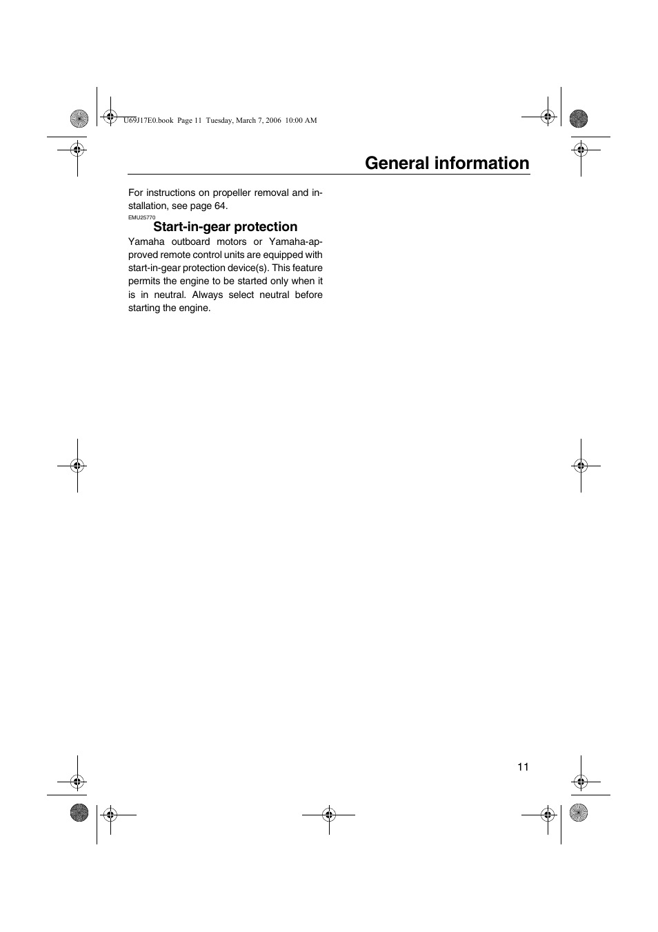 Start-in-gear protection, General information | Yamaha LF225 User Manual | Page 17 / 94