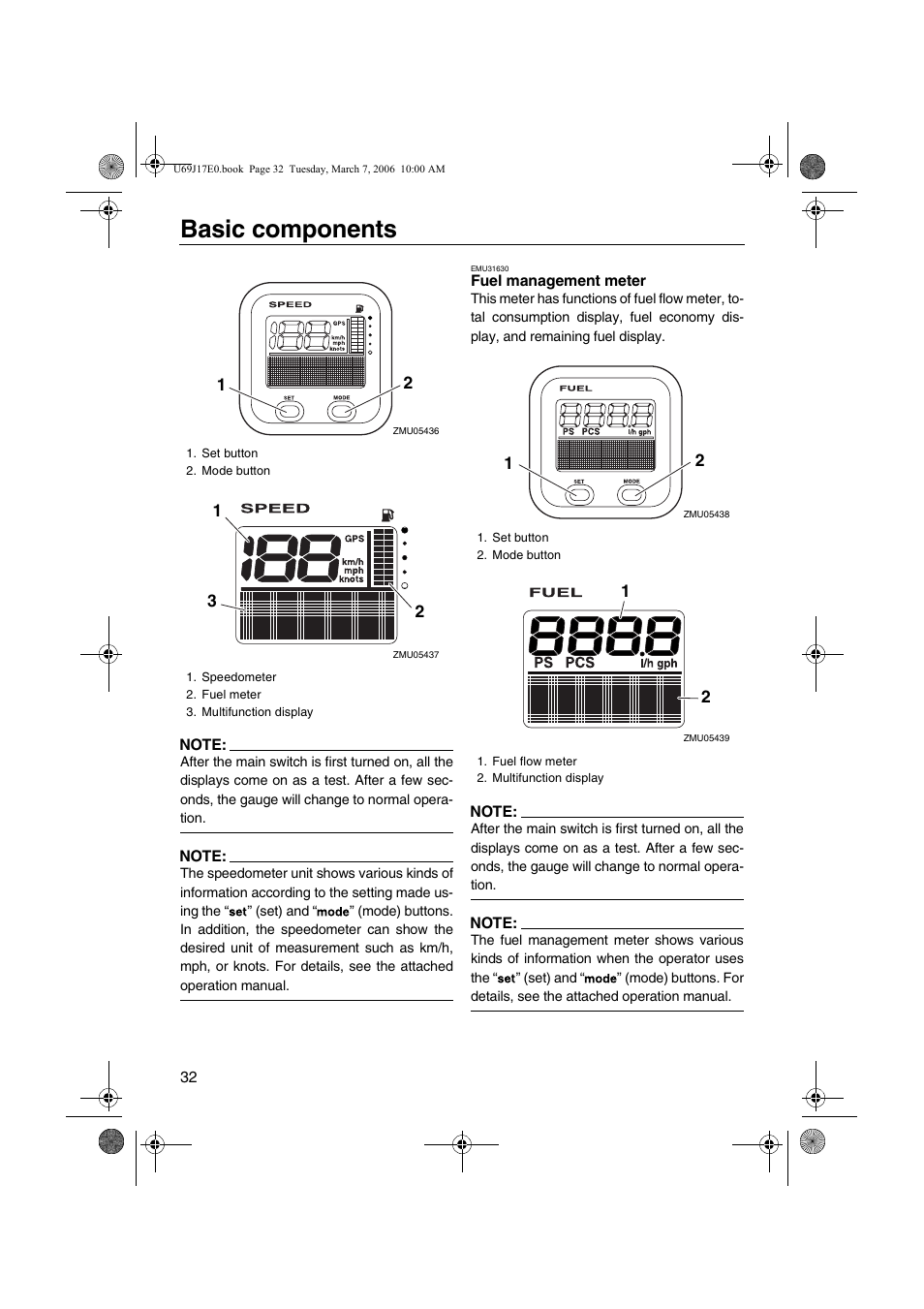 Fuel management meter, Basic components | Yamaha LF225 User Manual | Page 38 / 94