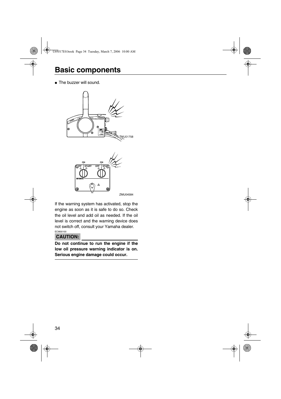 Basic components, Caution | Yamaha LF225 User Manual | Page 40 / 94