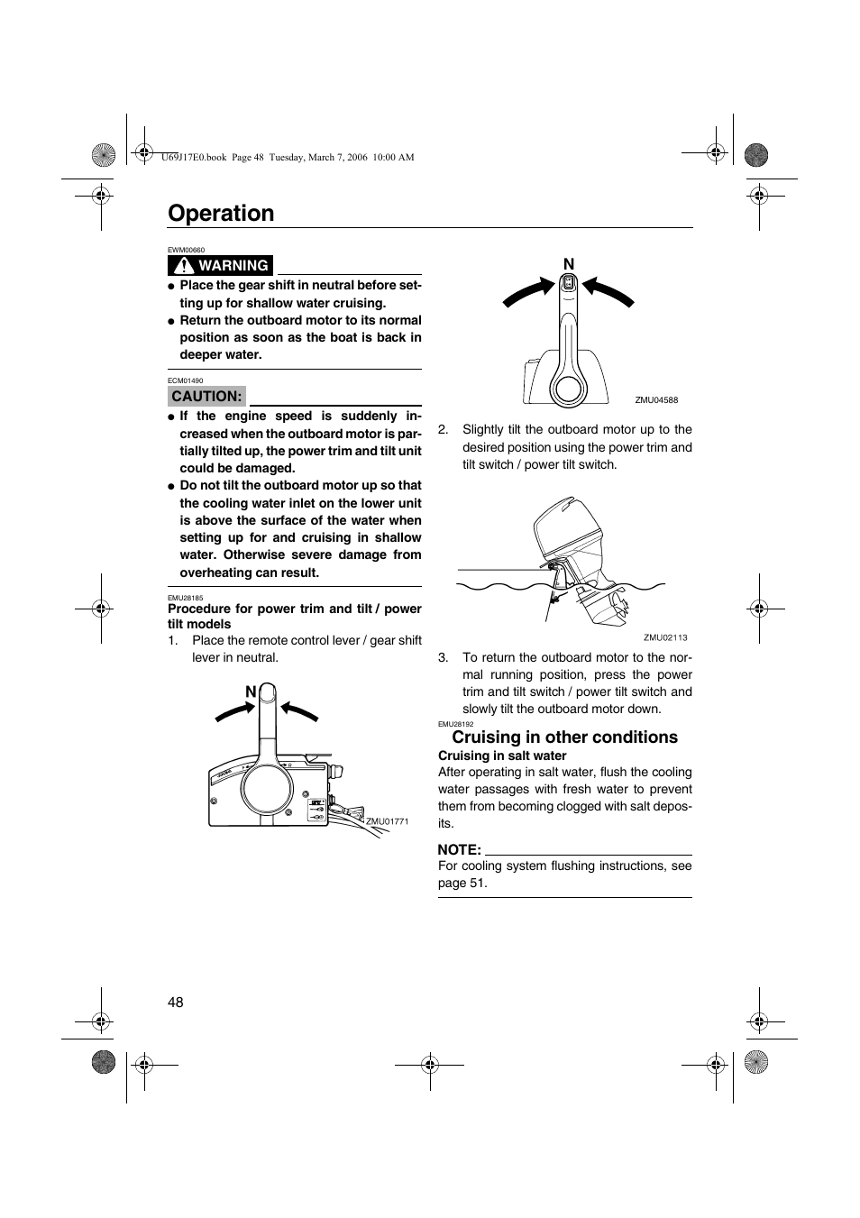 Cruising in other conditions, Operation | Yamaha LF225 User Manual | Page 54 / 94