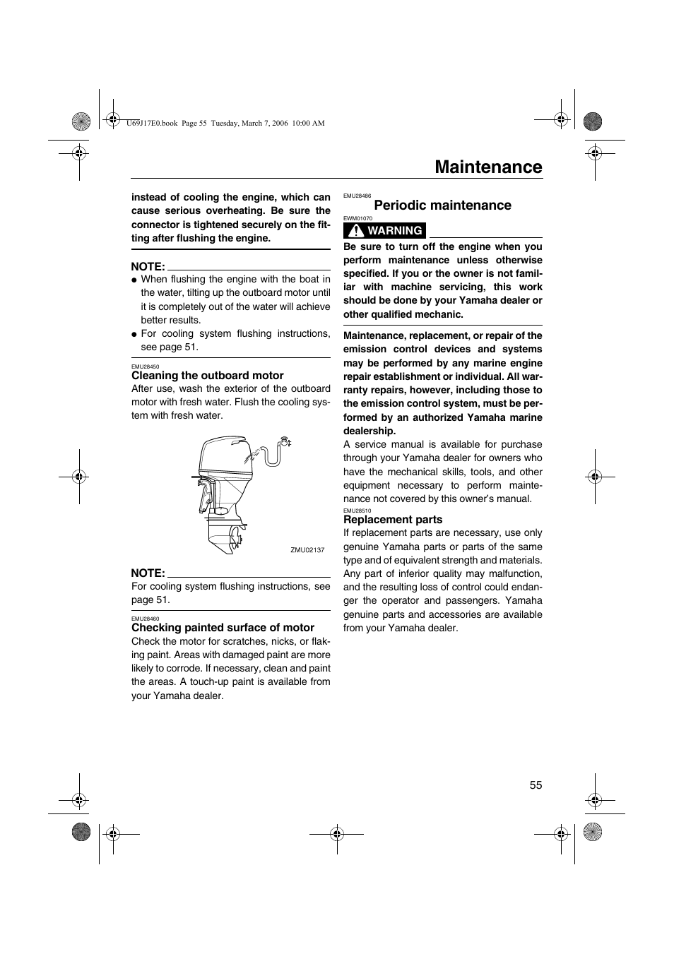 Periodic maintenance, Replacement parts, Maintenance | Yamaha LF225 User Manual | Page 61 / 94