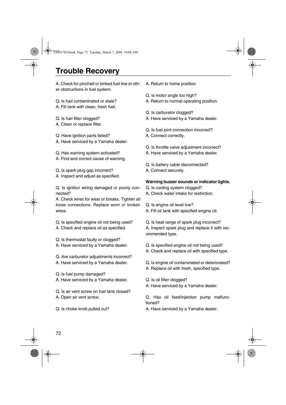 Trouble recovery | Yamaha LF225 User Manual | Page 78 / 94