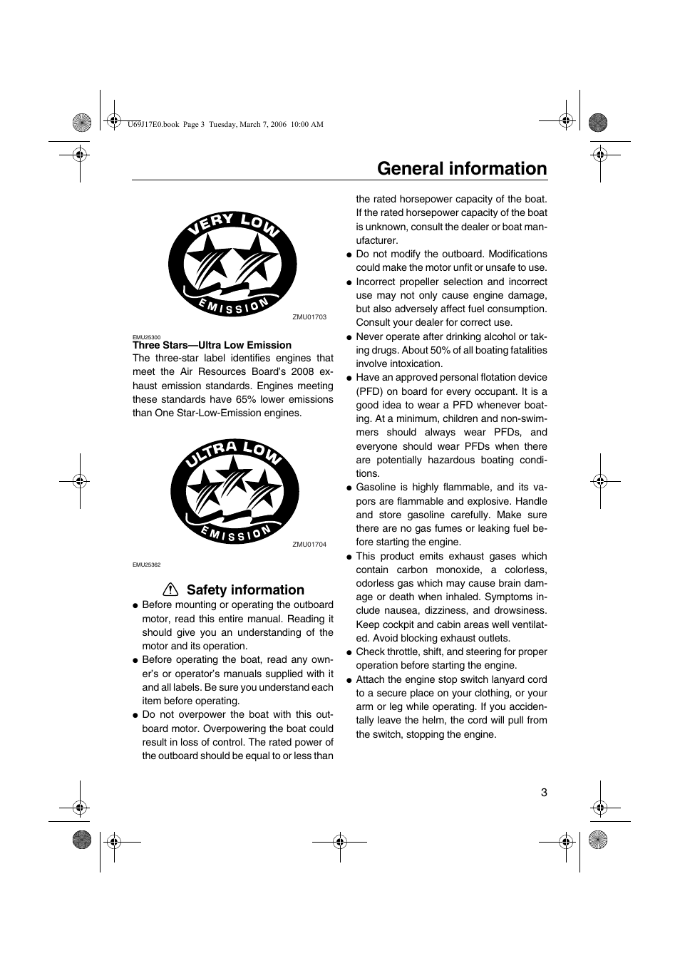 Safety information, General information | Yamaha LF225 User Manual | Page 9 / 94