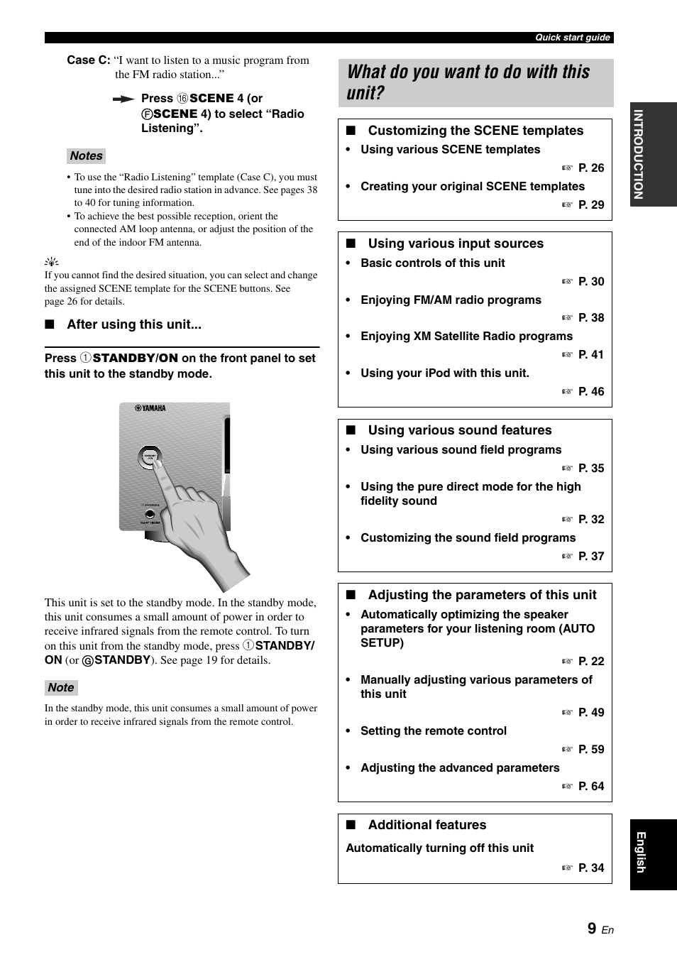 What do you want to do with this unit | Yamaha RX-V461 User Manual | Page 13 / 93