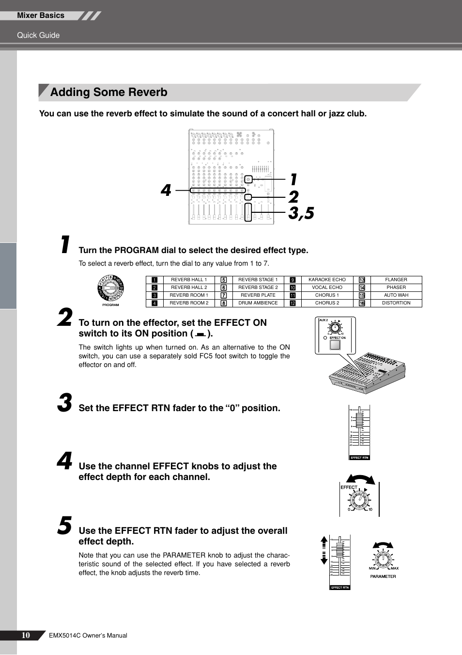 Adding some reverb | Yamaha EM5014C User Manual | Page 10 / 37