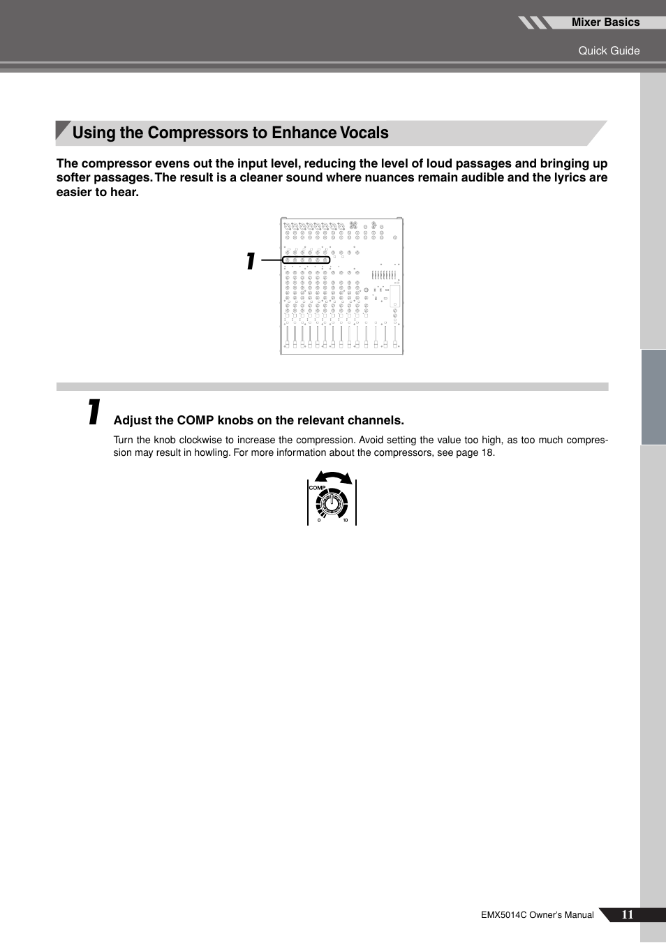 Using the compressors to enhance vocals | Yamaha EM5014C User Manual | Page 11 / 37