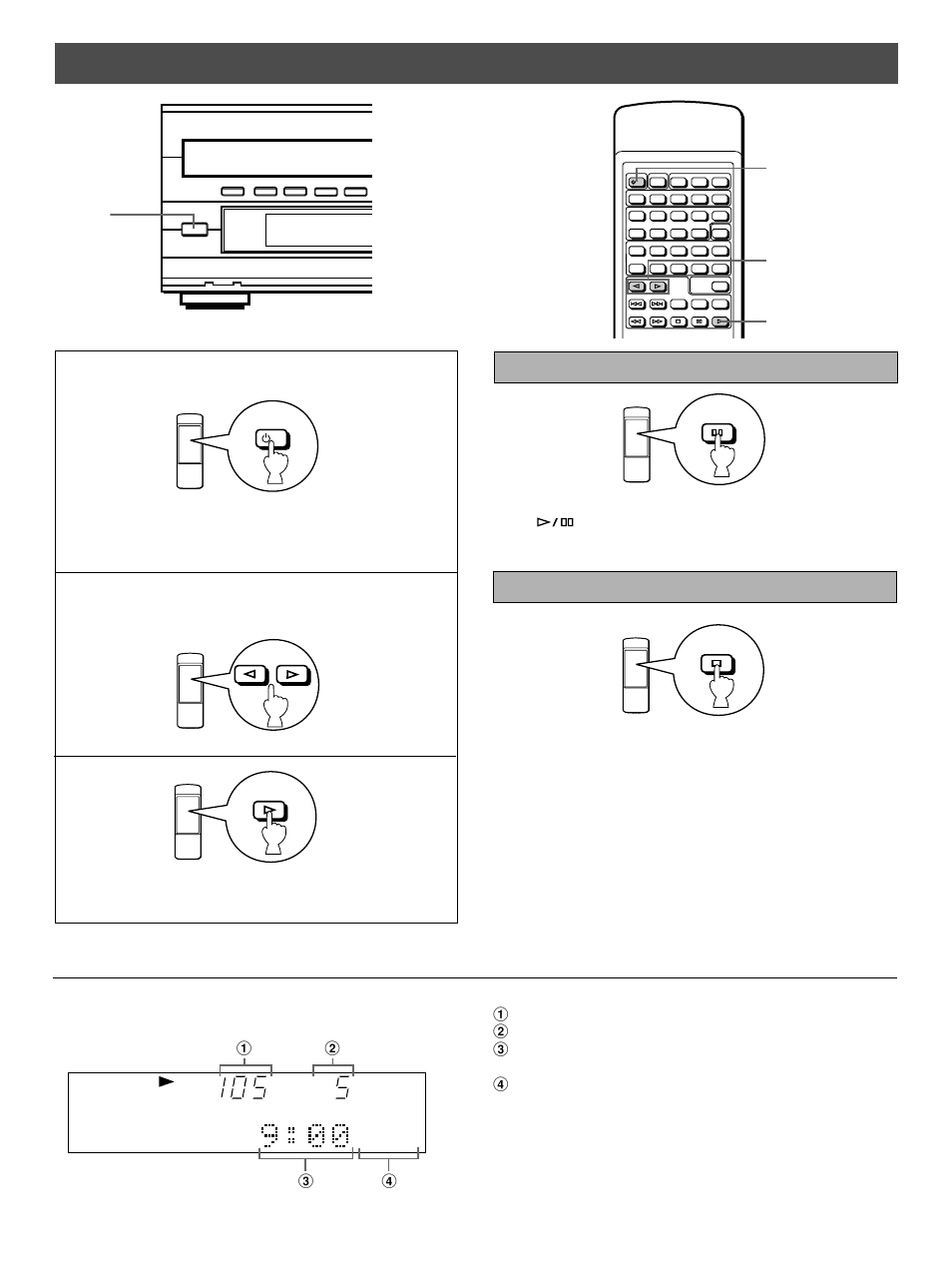 Basic operation 1 1, Display information during disc play, Turn the power on | Press power again | Yamaha CDM-900 User Manual | Page 8 / 26