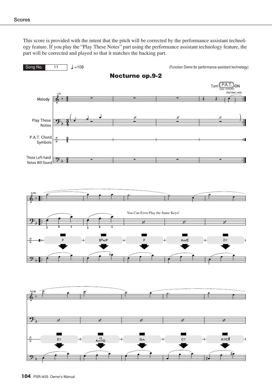 Nocturne op.9-2 | Yamaha PortaTone PSR-I425 User Manual | Page 104 / 128