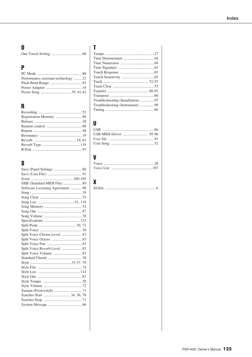 Yamaha PortaTone PSR-I425 User Manual | Page 125 / 128