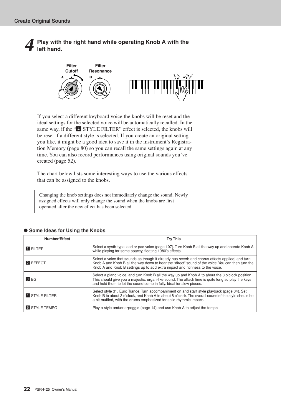 Yamaha PortaTone PSR-I425 User Manual | Page 22 / 128