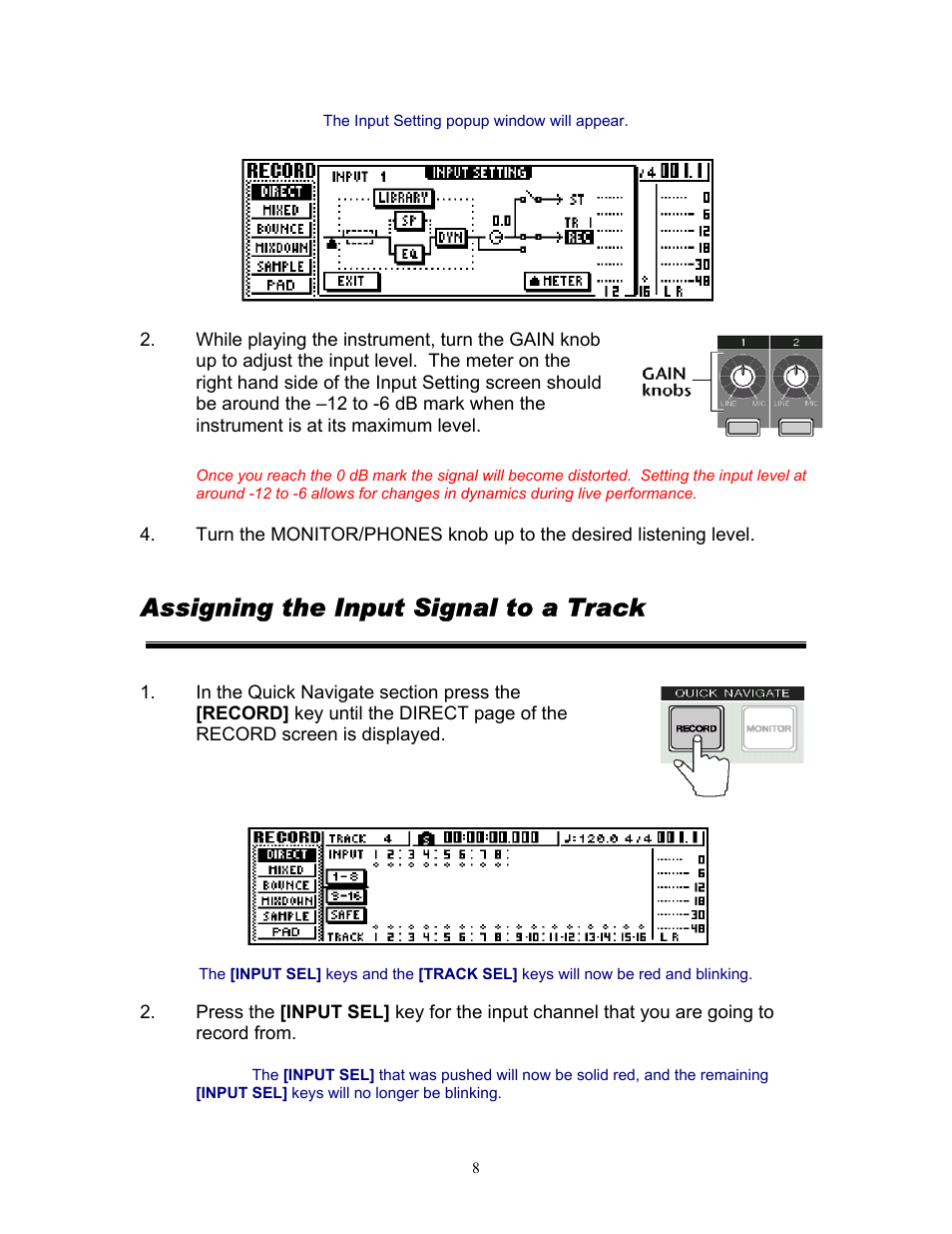 Assigning the input signal to a track | Yamaha 101 User Manual | Page 11 / 27