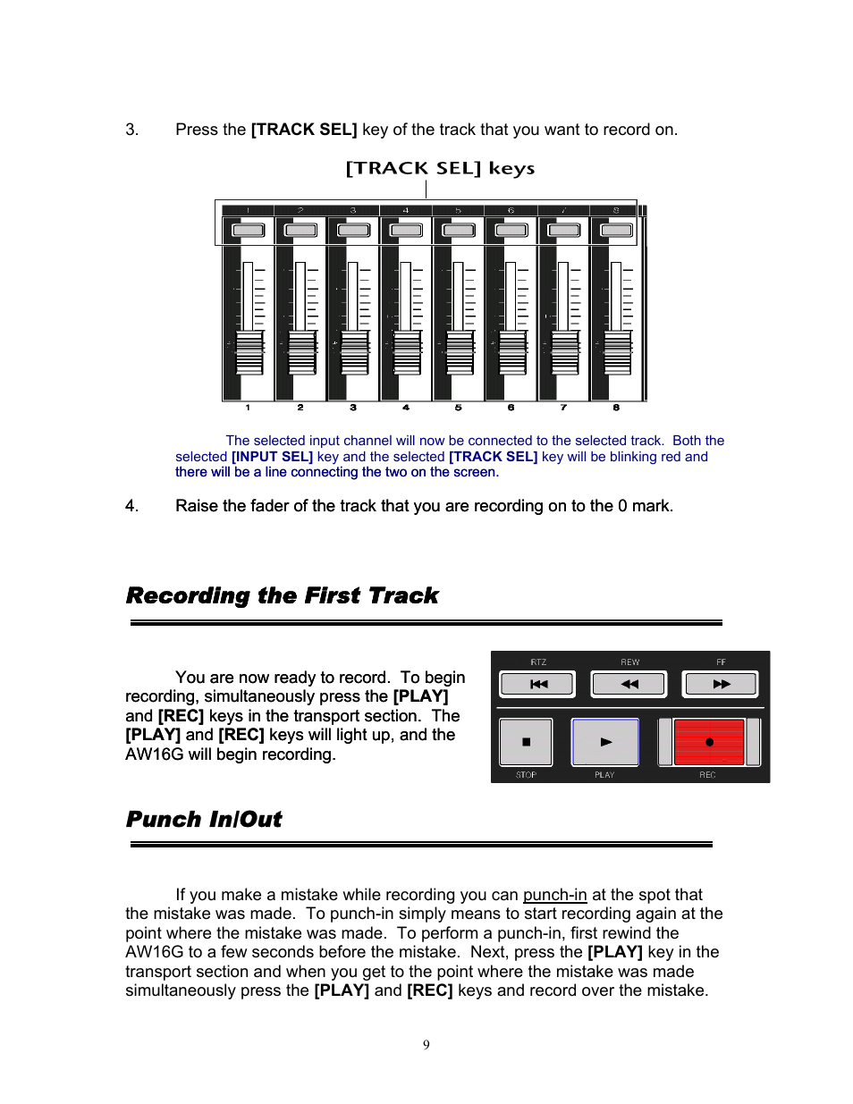 Recording the first track, Punch in/out | Yamaha 101 User Manual | Page 12 / 27