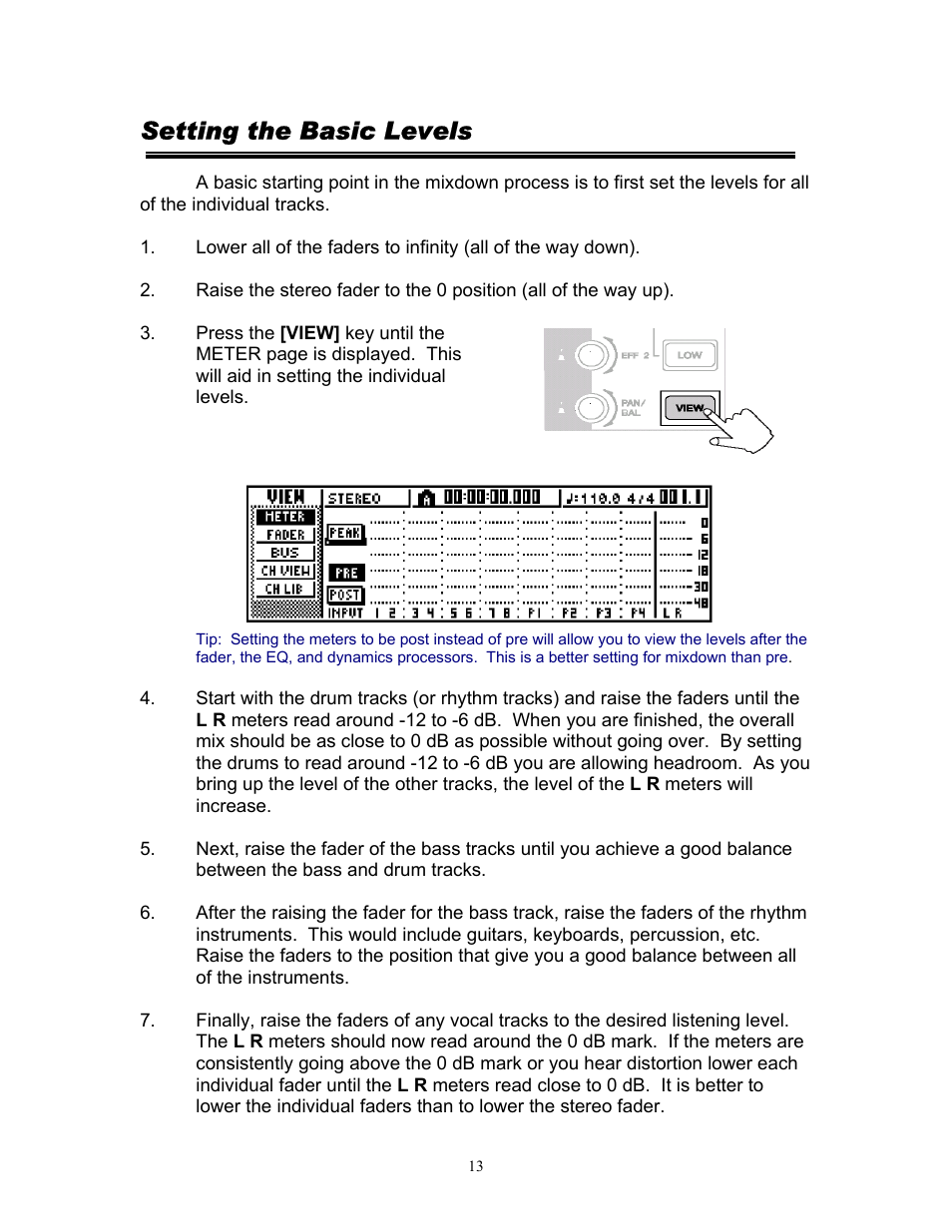 Setting the basic levels | Yamaha 101 User Manual | Page 16 / 27
