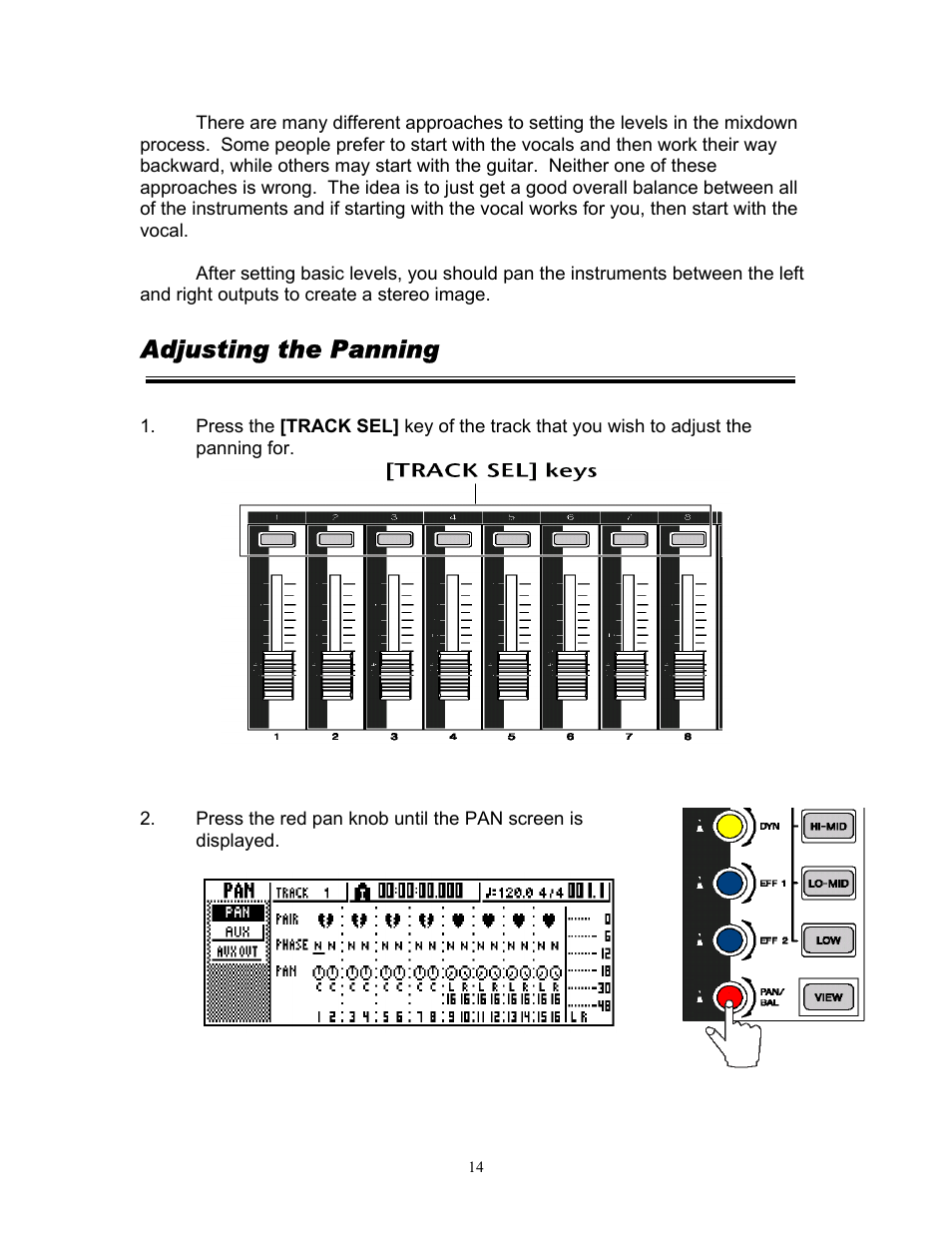 Adjusting the panning | Yamaha 101 User Manual | Page 17 / 27