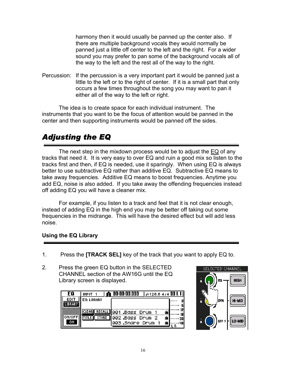 Adjusting the eq | Yamaha 101 User Manual | Page 19 / 27