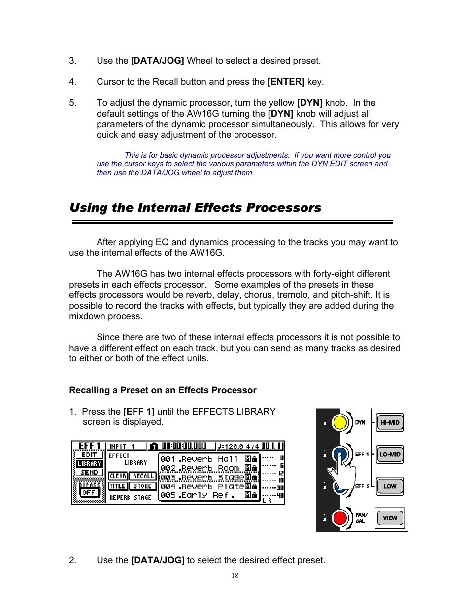 Using the internal effects processors | Yamaha 101 User Manual | Page 21 / 27