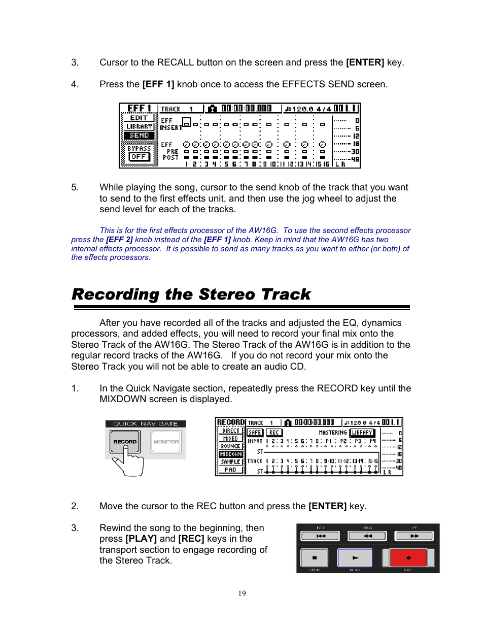 Recording the stereo track | Yamaha 101 User Manual | Page 22 / 27