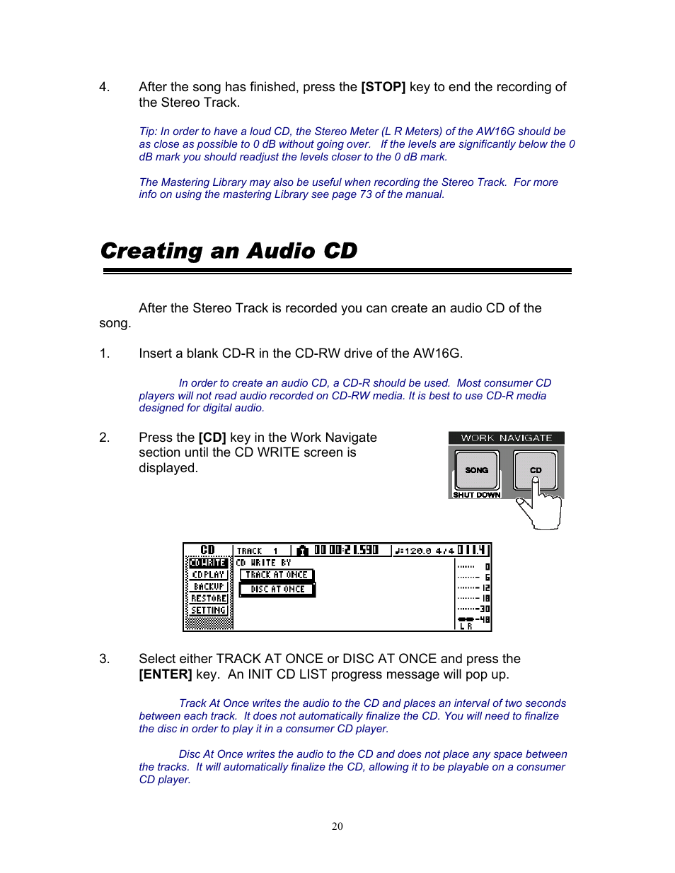 Creating an audio cd | Yamaha 101 User Manual | Page 23 / 27