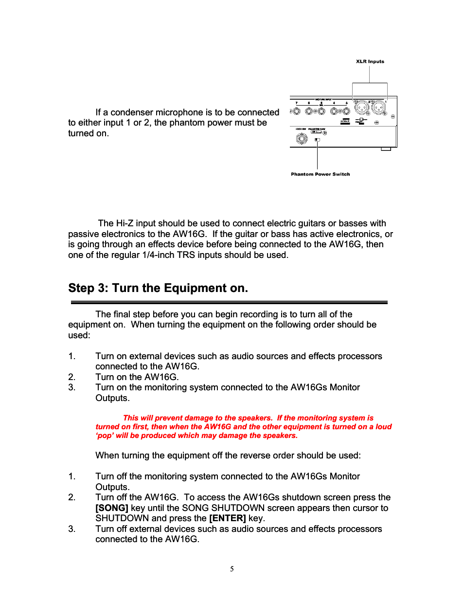 Step 3: turn the equipment on | Yamaha 101 User Manual | Page 8 / 27