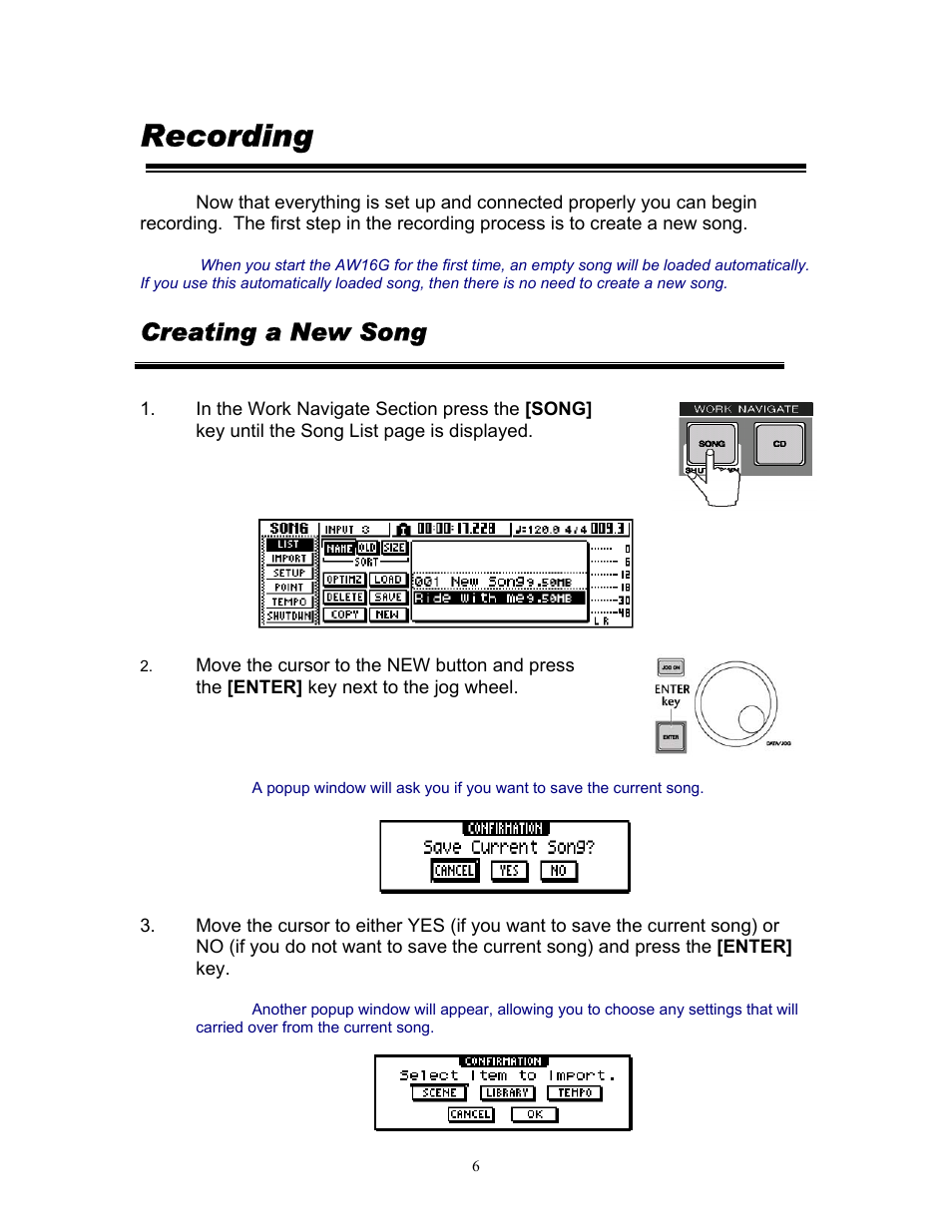 Recording, Creating a new song | Yamaha 101 User Manual | Page 9 / 27