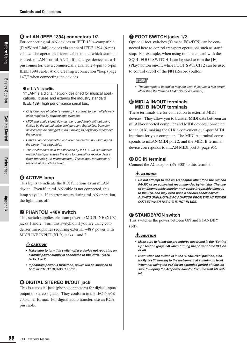 Yamaha 01X User Manual | Page 22 / 156
