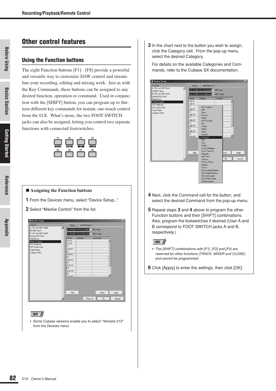 Other control features, Using the function buttons | Yamaha 01X User Manual | Page 82 / 156