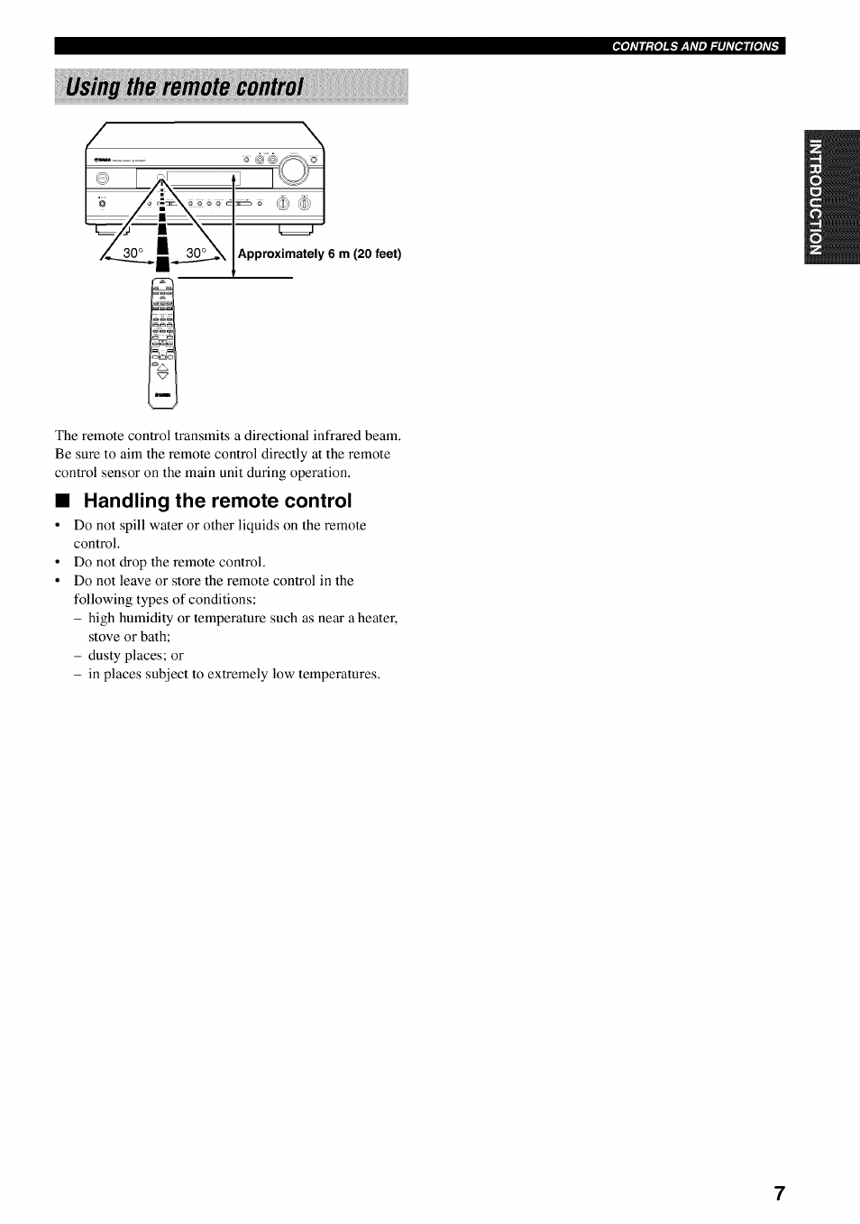 Using the remote control, Handling the remote control | Yamaha HTR-5540 User Manual | Page 11 / 59