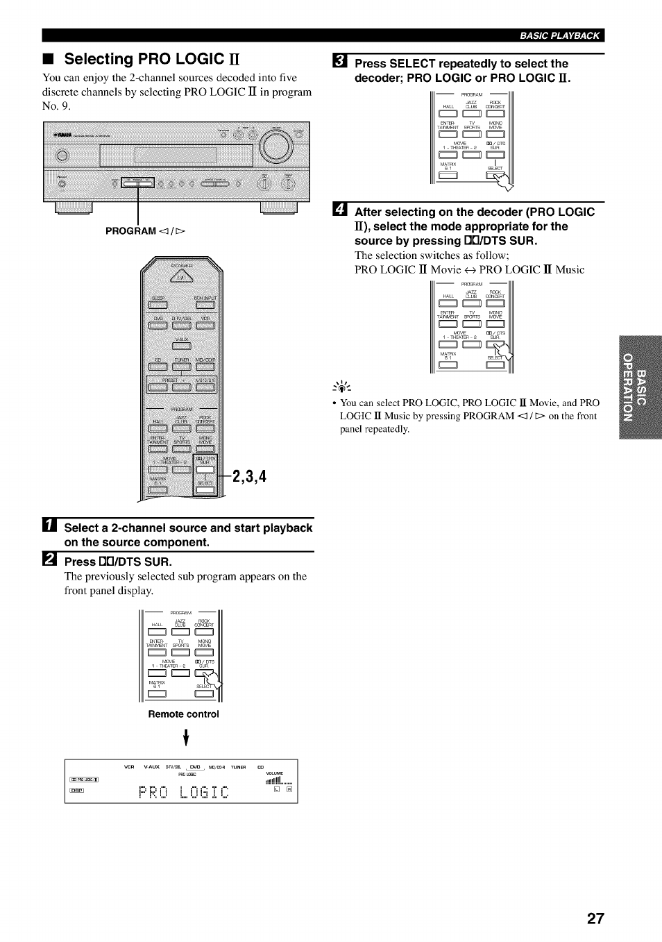 Selecting pro logic n | Yamaha HTR-5540 User Manual | Page 31 / 59