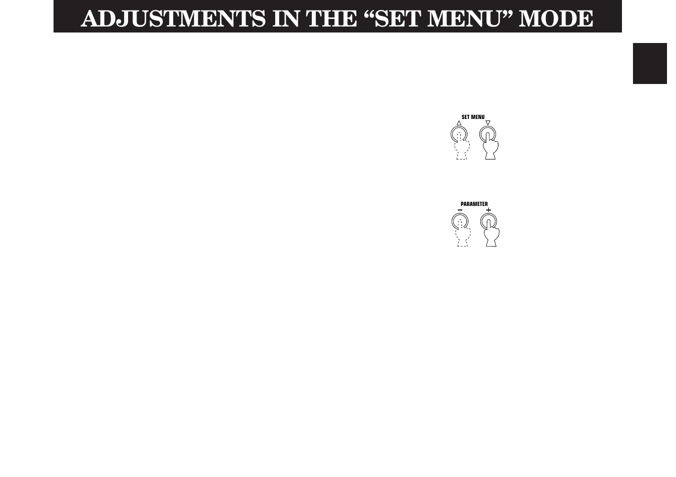 Adjustments in the “set menu” mode | Yamaha DDP-10 User Manual | Page 23 / 31