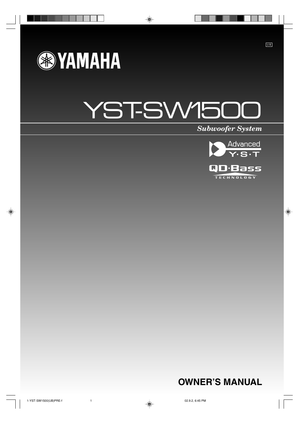 Yamaha YST-SW1500 User Manual | 24 pages