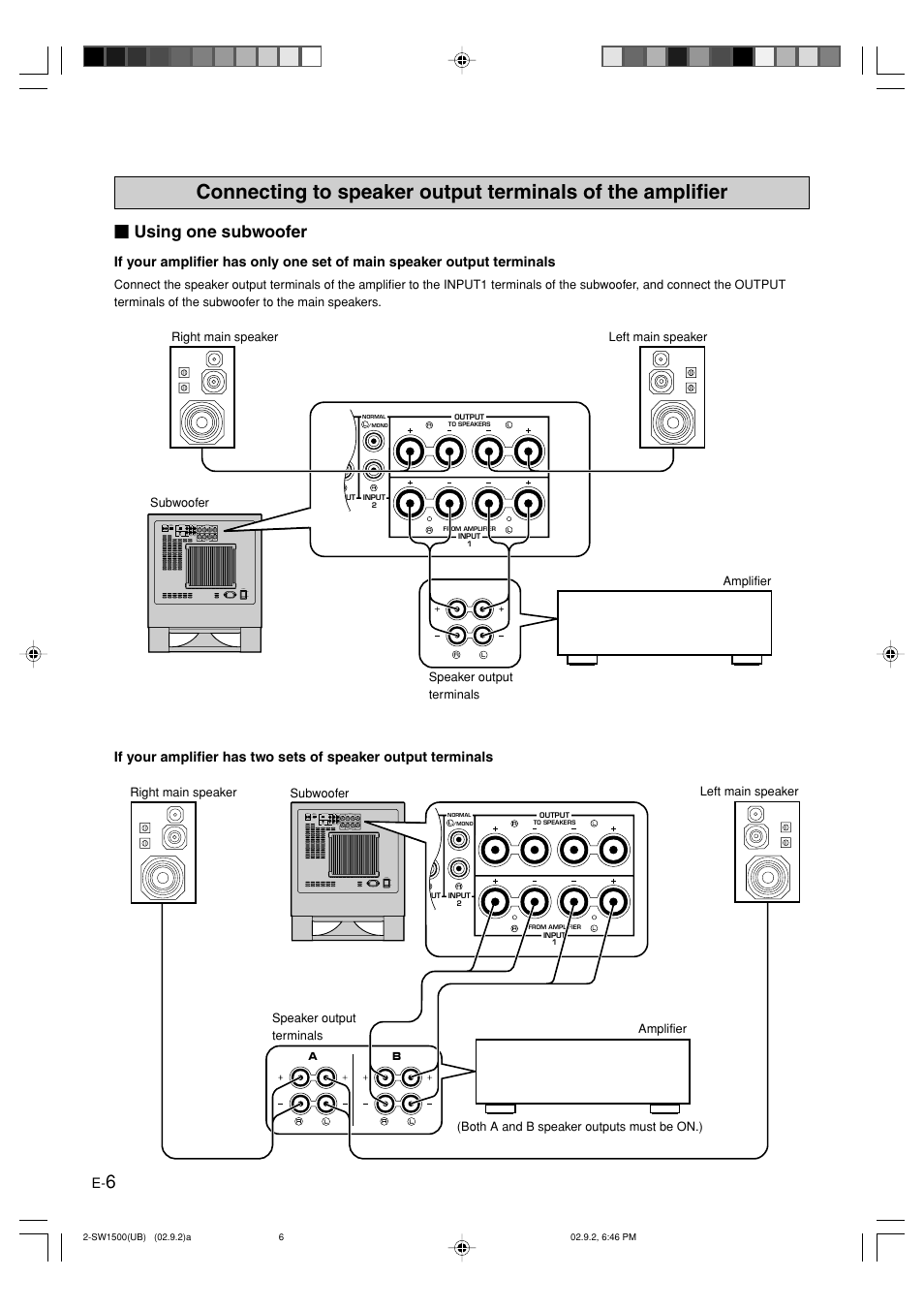 Using one subwoofer | Yamaha YST-SW1500 User Manual | Page 10 / 24