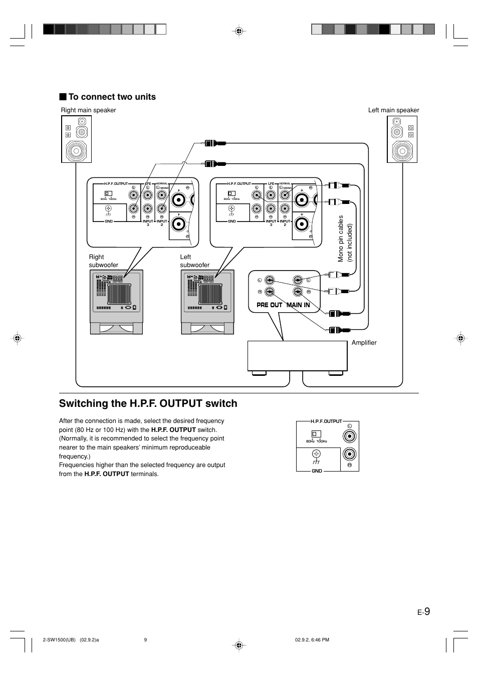 Switching the h.p.f. output switch, English | Yamaha YST-SW1500 User Manual | Page 13 / 24