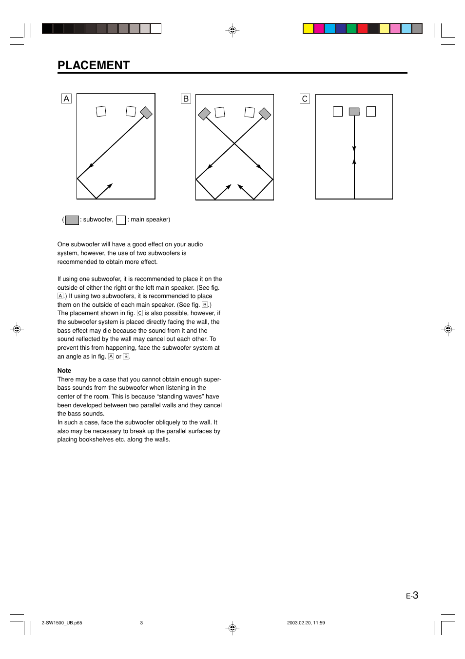 Placement, Çı å | Yamaha YST-SW1500 User Manual | Page 7 / 24