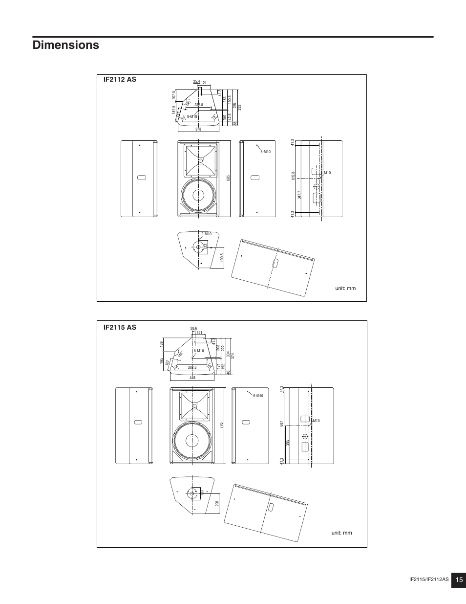 Dimensions | Yamaha IF2115/AS(W) User Manual | Page 8 / 9
