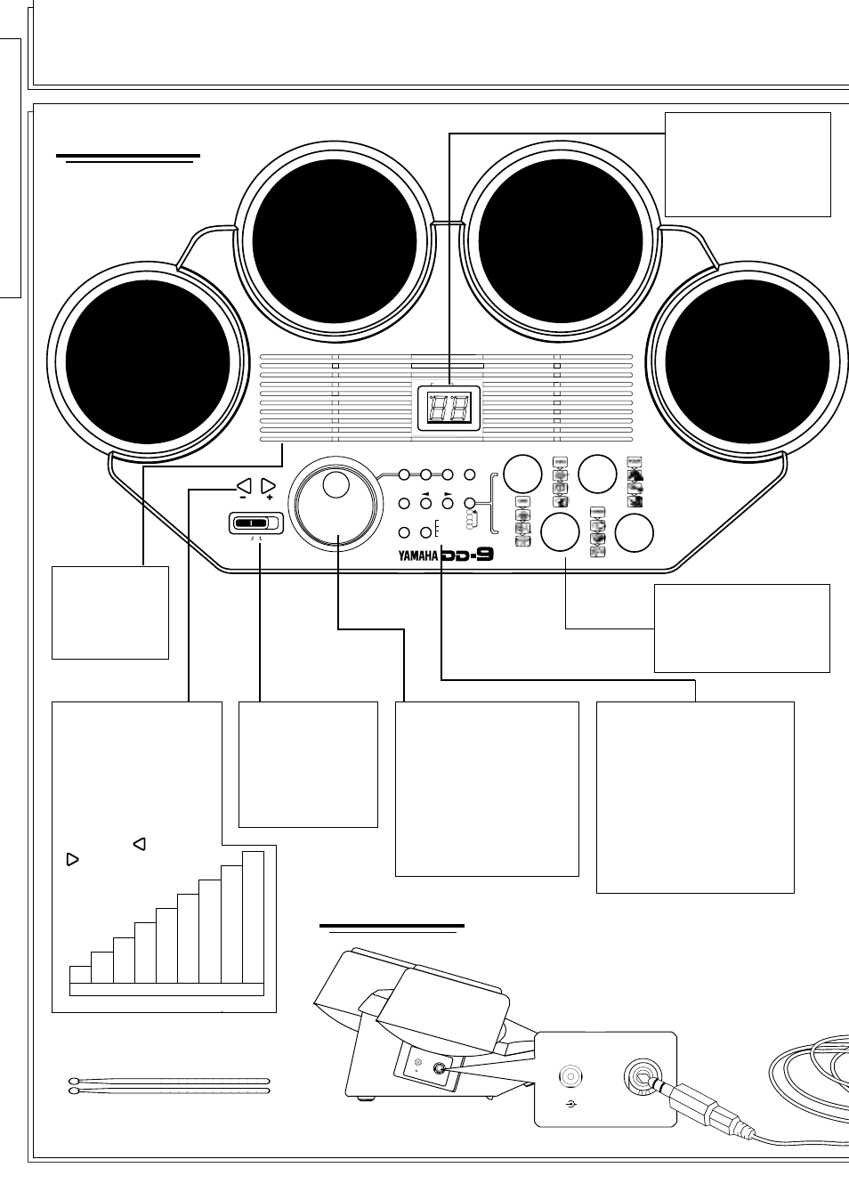 The dd-9 at a glance, Front view side view, Supplied accessories | Yamaha DD-9 User Manual | Page 4 / 12