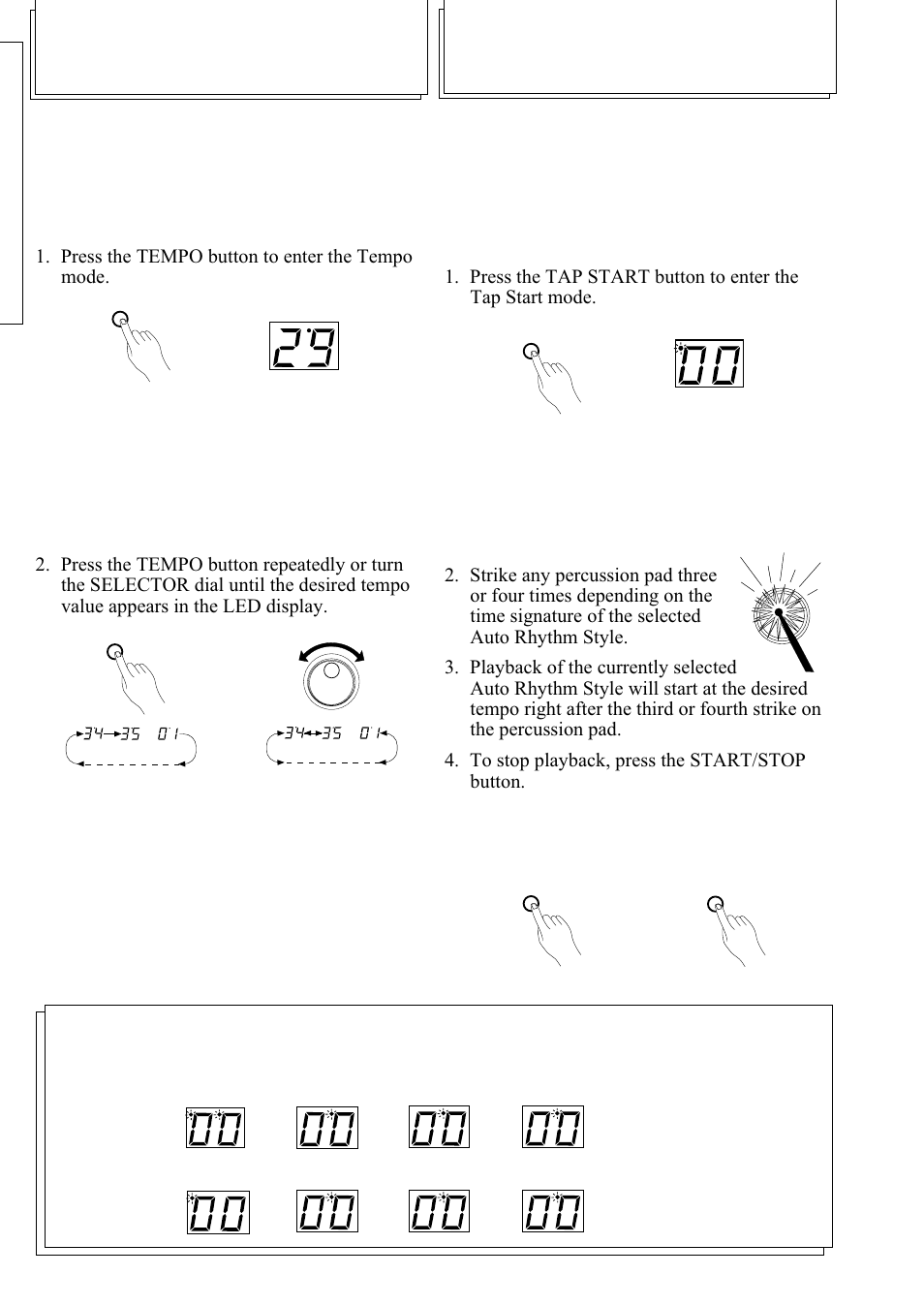 Tap start, Tempo | Yamaha DD-9 User Manual | Page 8 / 12